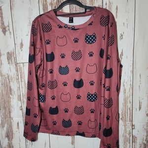 Women's long sleeve cat shirt by Emery Rose Size XL - EUC